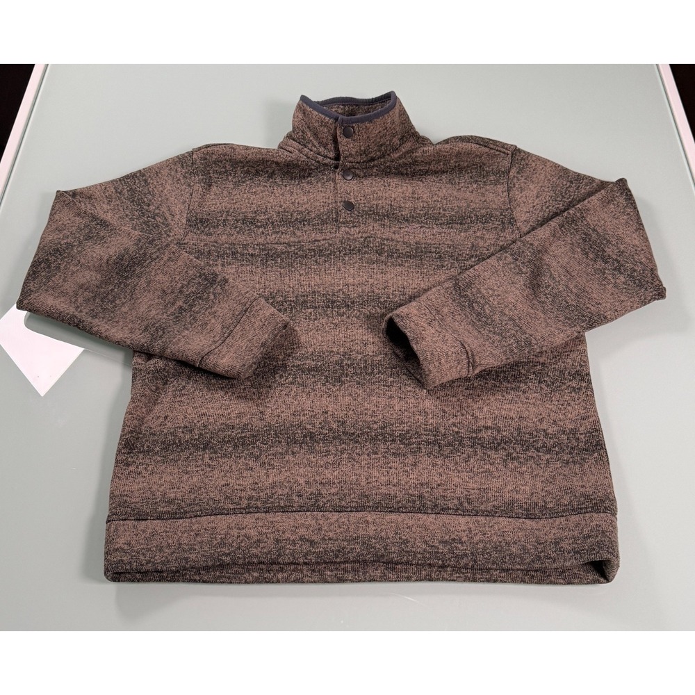 EDDIE BAUER‎ 100% Polyester Brown Mock-Neck Mens Quarter Snap Fleece  - Medium